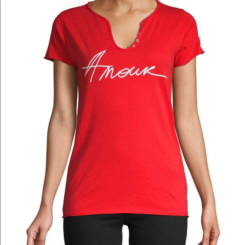 Amour Zadig and Voltaire red henley tee. Size (S).